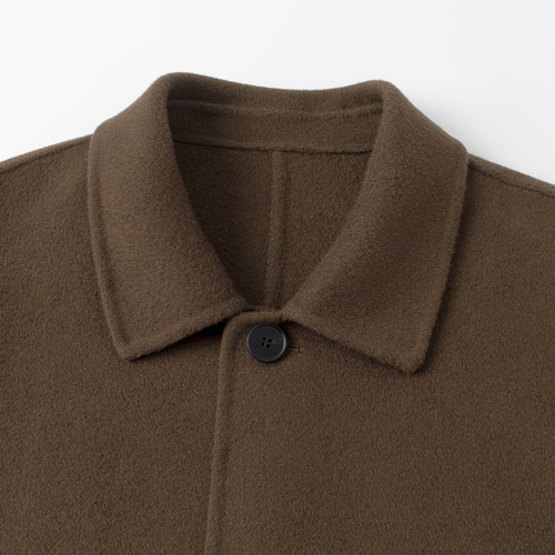 新款100%羊毛双面呢大衣男士秋冬时尚休闲翻领羊毛呢子夹克外套厚 - 图3