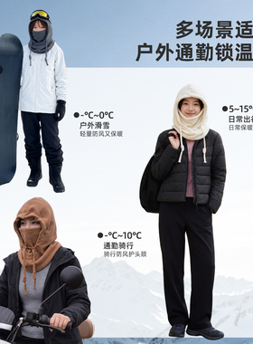 秋冬户外双面绒锁温保暖抓绒帽