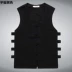 Áo vest nam Tang phù hợp với vải cotton mỏng và vải lanh trung niên Hanfu Ma Wei vest cỡ lớn cộng với phân bón để tăng vest - Áo vest cotton áo khoác nam thu đông Áo vest cotton