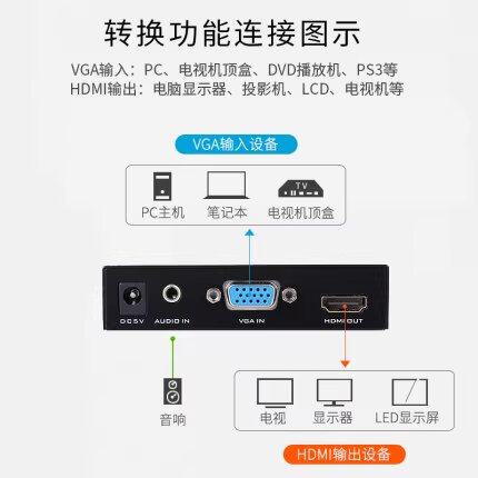 迈拓维矩VGA转HDMI转换头电脑电视显示器转换线高清连接线带供电,淘宝优惠券,粉丝福利购,淘宝优惠卷