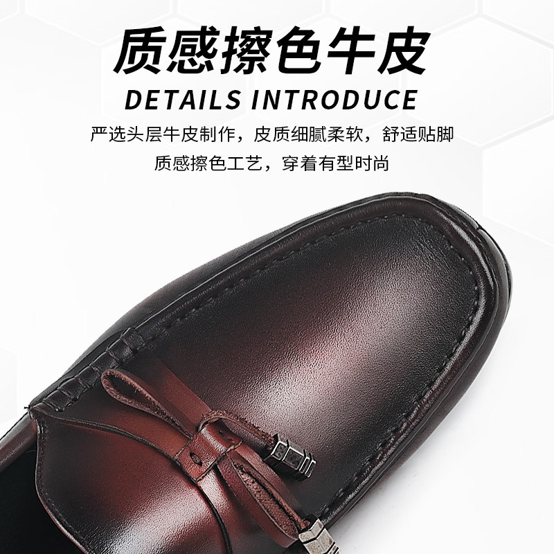 VQGT新款头层牛皮帆船皮鞋流苏乐福鞋真皮豆豆鞋商务休闲男鞋软底,淘宝优惠券,粉丝福利购,淘宝优惠卷