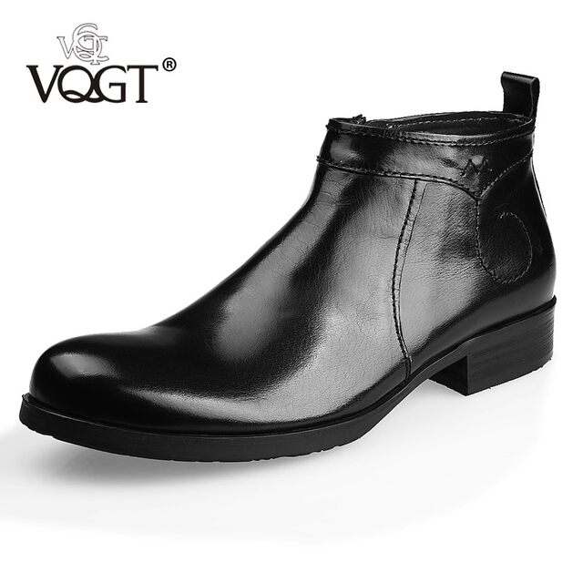 VQGT British fashion men's boots genuine leather boots