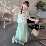 Летняя одежда, платье, ципао, летняя юбка на девочку, комплект, в западном стиле, китайский стиль