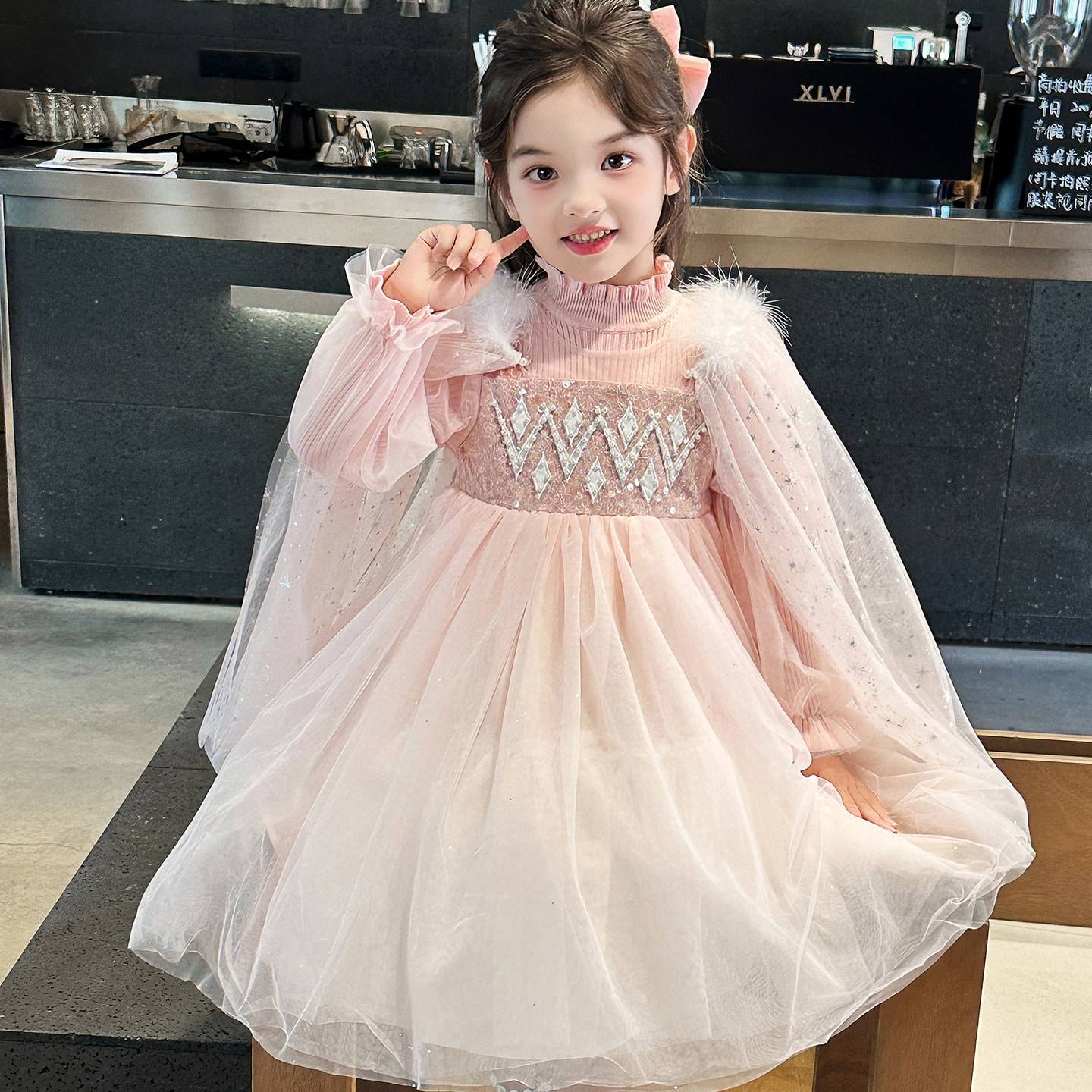 女童秋冬爱莎公主裙2025新款儿童冰雪奇缘礼服女孩洋气针织毛衣裙,淘宝优惠券,粉丝福利购,淘宝优惠卷