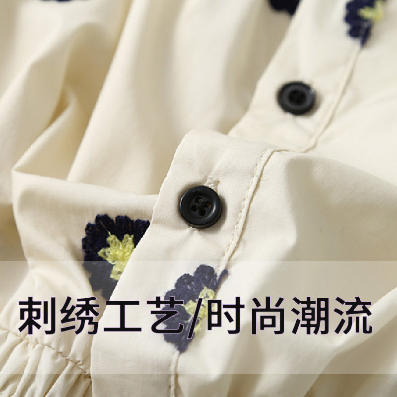 孕妇夏季高级感棉质绣花高腰连衣裙 孕雅姿连衣裙