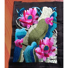 Парча Мао 荷花荷叶机绣特色绣片 苗族工艺品腰带刺绣服装包包辅料