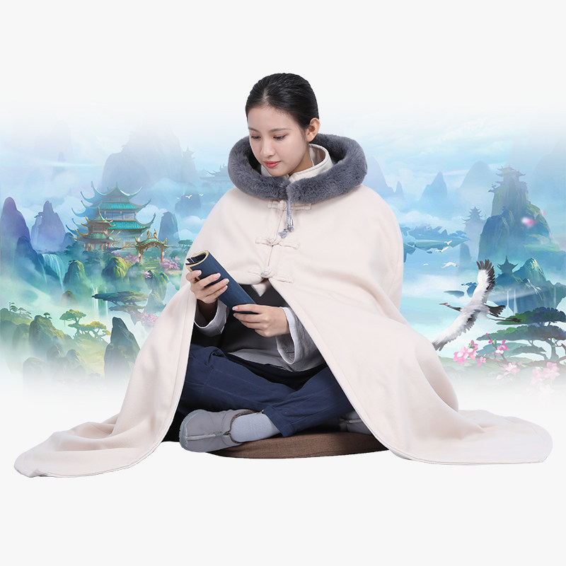 尚远寒冬双层加绒打坐和尚禅修披风 尚远风衣