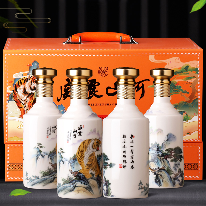 1斤装生肖老虎陶瓷酒瓶一次性仿伪盖茅型茅台镇散酒空瓶装饰摆件-图2