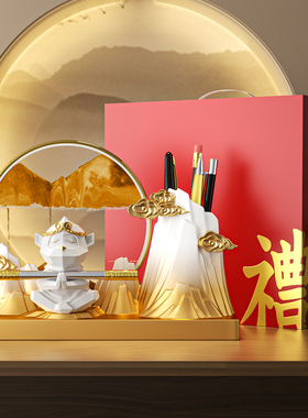 禅意孙悟空流沙画笔筒摆件