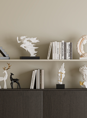 现代高级艺术感书柜展示架摆件