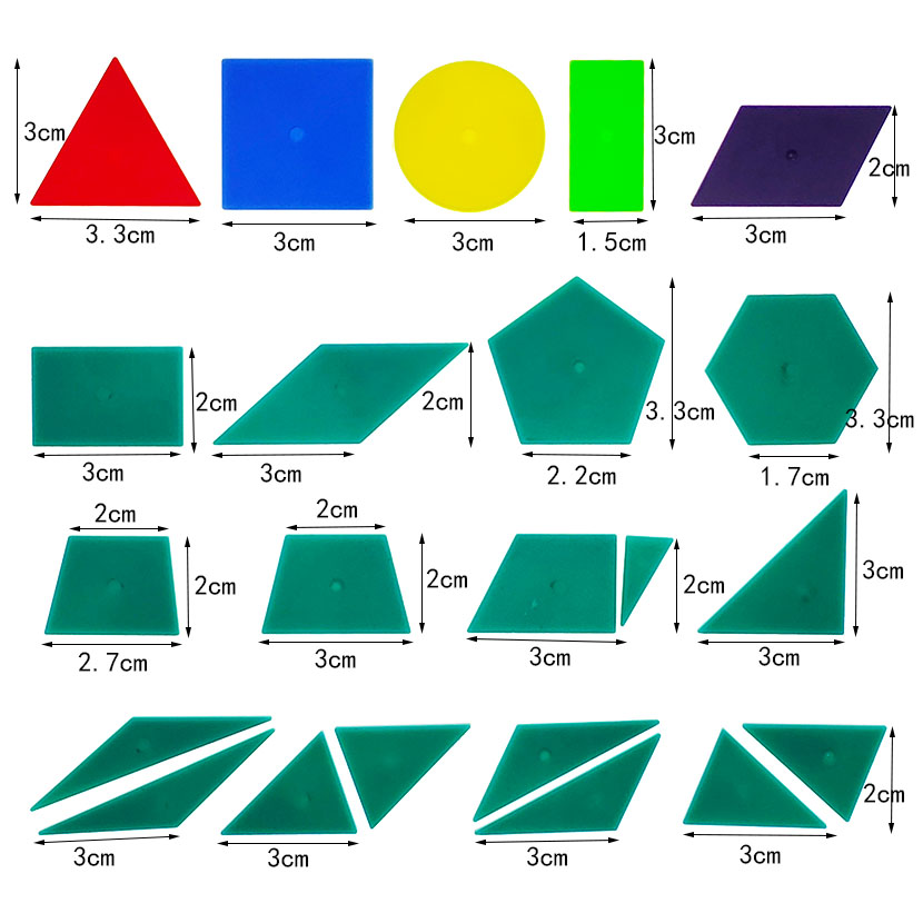 平面几何图形片面积计算公式推导学具 正方形长方形等边三角形圆形普通等腰直角梯形五边形六边形透明小方格 - 图1