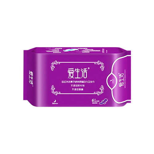 绿叶爱生活负离子卫生巾夜用加长超长360mm负离子柔棉6片10包正品 - 图3
