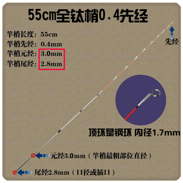 钛合金筏竿稍 阀杆梢夜光竿稍杆稍微铅软尾稍钛合金竿稍筏钓江湖 - 图1