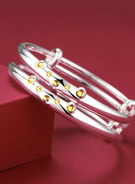 纯银手镯女蝴蝶结儿童好宝宝手环