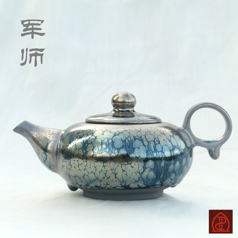 建阳建盏油滴茶壶 地理标志产品陶瓷 铁胎石瓢水壶水吉镇兄妹建盏