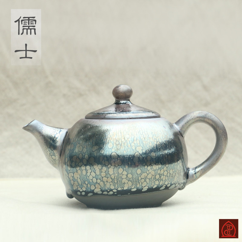 建阳建盏油滴茶壶 地理标志产品陶瓷 铁胎石瓢水壶水吉镇兄妹建盏
