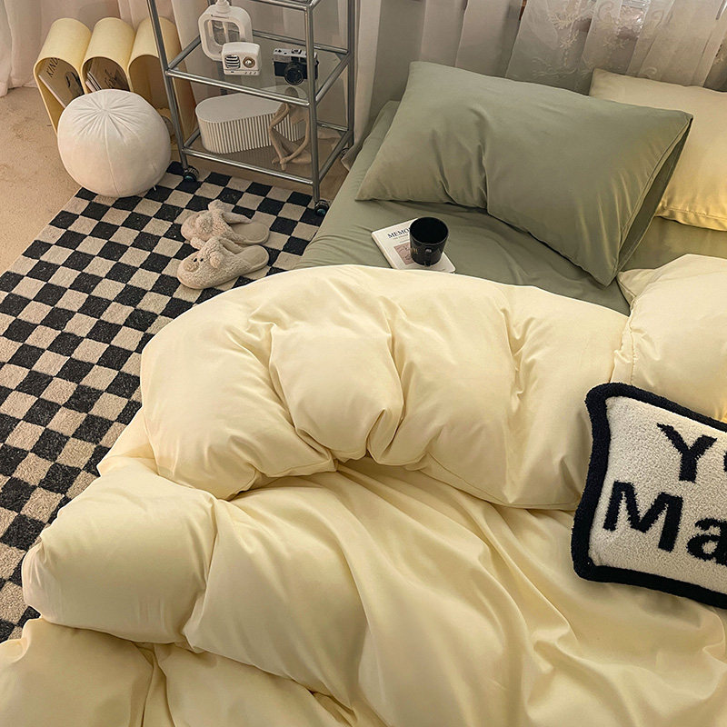 ins四件套纯水洗棉全床单罩4被子 家盈国际家纺床品套件/四件套/多件套