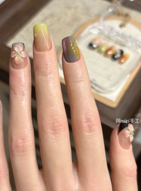 Mmnail多巴胺立体雕花穿戴甲夏日花朵显白高级手工定制成品假指甲