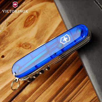 ດັ້ງເດີມ Victorinox Swiss Army Knife 91mm Climber (Blue Transparent) 1.3703.T2 Multifunctional Swiss Knife