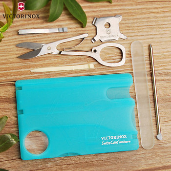 ດັ້ງເດີມ Victorinox Swiss Army Knife card 0.7240.T21 limited edition ice blue multifunctional card ມີດຂອງແທ້