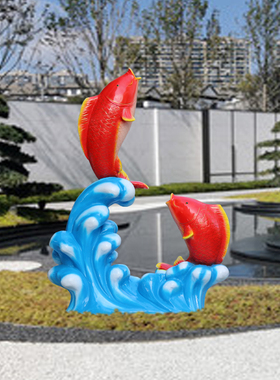 玻璃钢金龙鱼雕塑鲤鱼招财摆件