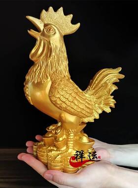 福字金鸡摆件十二生肖铜公鸡客厅玄关装饰工艺品家居摆设公鸡饰品