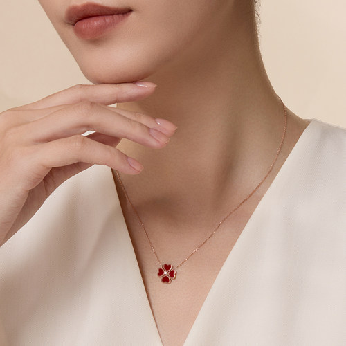 【送女友礼物】DR心心相恋四叶草项链表白百搭显白一款两戴TL0383 - 图3