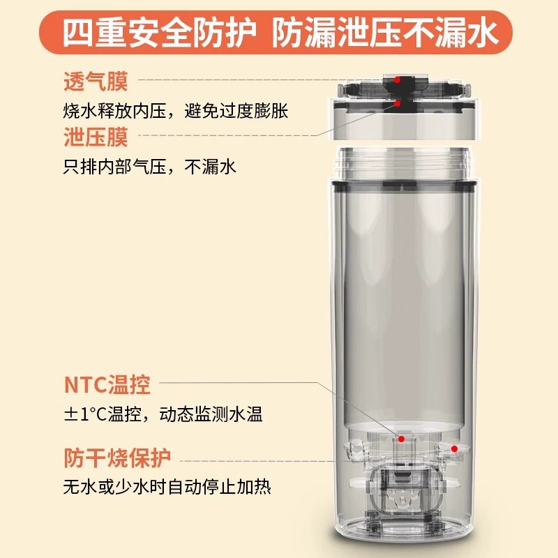 荣事达便携式烧水壶旅行烧水杯出差酒店宿舍热水壶恒温保温电热杯