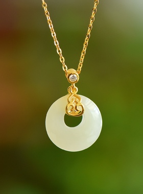 慕溪源和田玉古风公主扣平安福禄素银吊坠带证书送链子