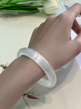 猫眼石冰透气质手镯白月光女款