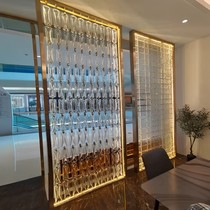 Stainless steel crystal glass hanging sheet Screen lobby Restaurant cassette mesh red metal acrylic glass partition customised