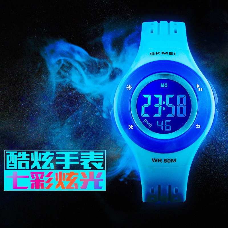 时刻美男女孩小学生数字式电子表 skmei梦捷国产腕表