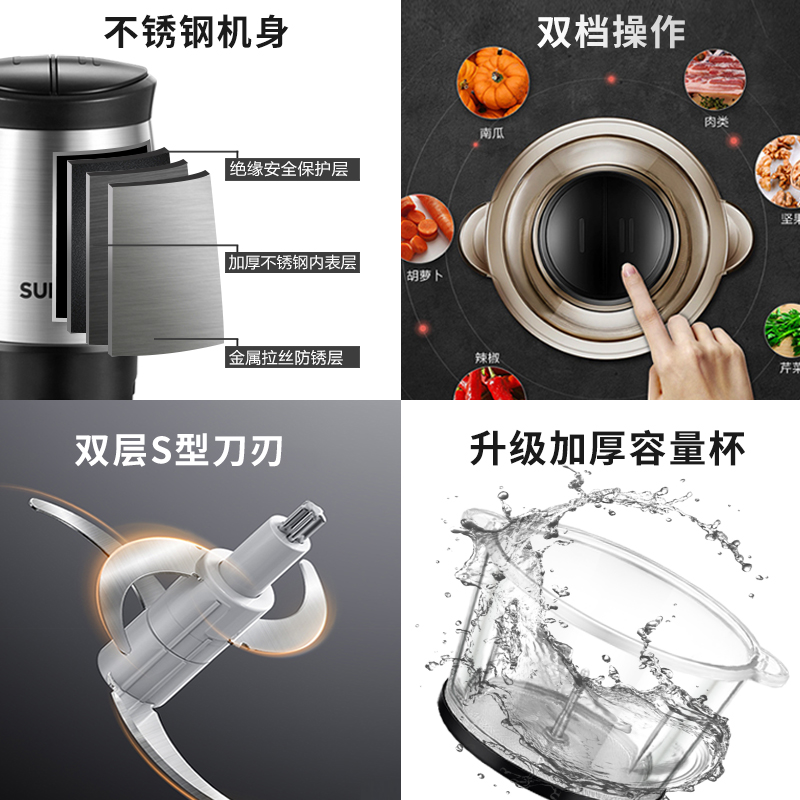 苏泊尔海淮专卖店苏泊尔绞肉机家用多功能料理电动饺绞馅小型打碎搅拌肉馅机家庭用2