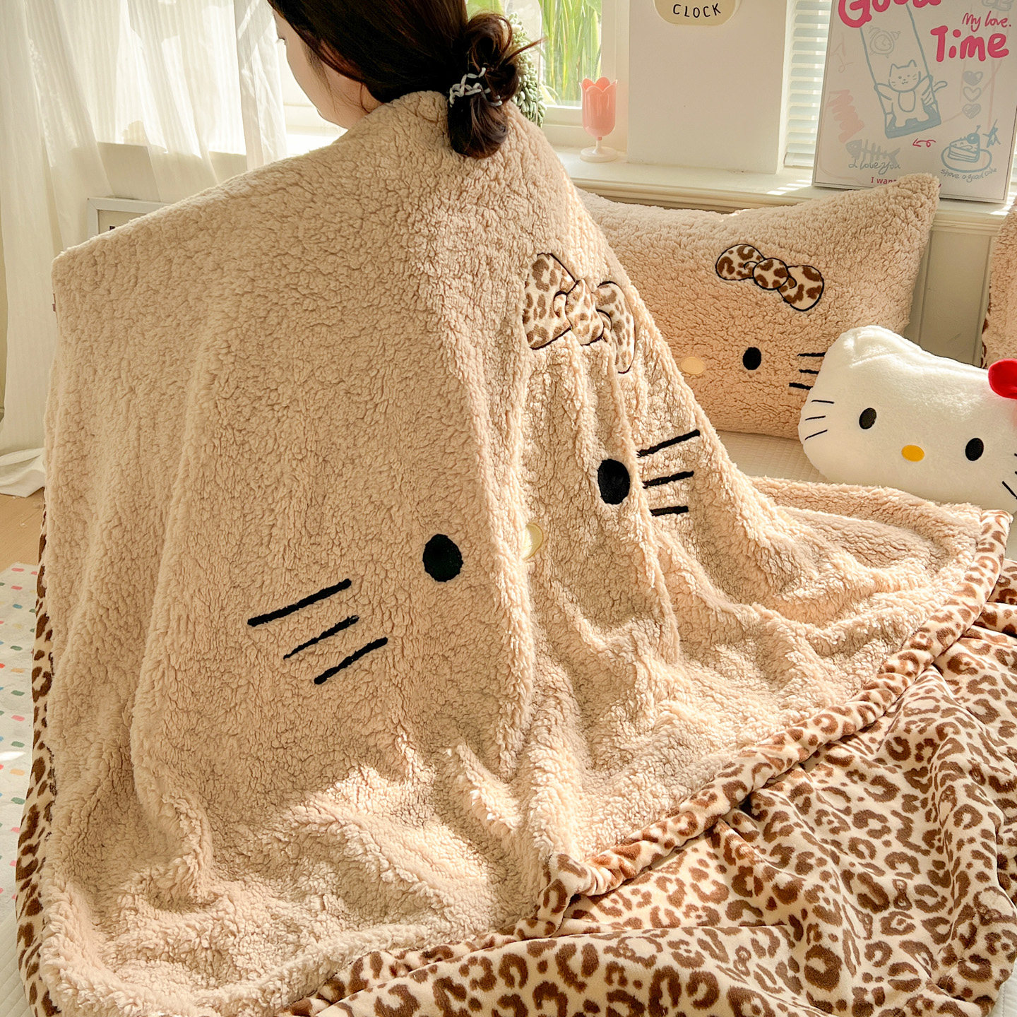 美拉德豹纹牛奶绒毛毯2025新款冬办公室午睡小毯子羊羔绒沙发盖毯