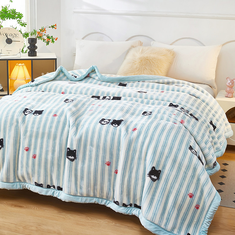 新款拉舍尔毛毯加绒加厚冬季盖毯宿舍学生铺床办公室沙发午睡毯子