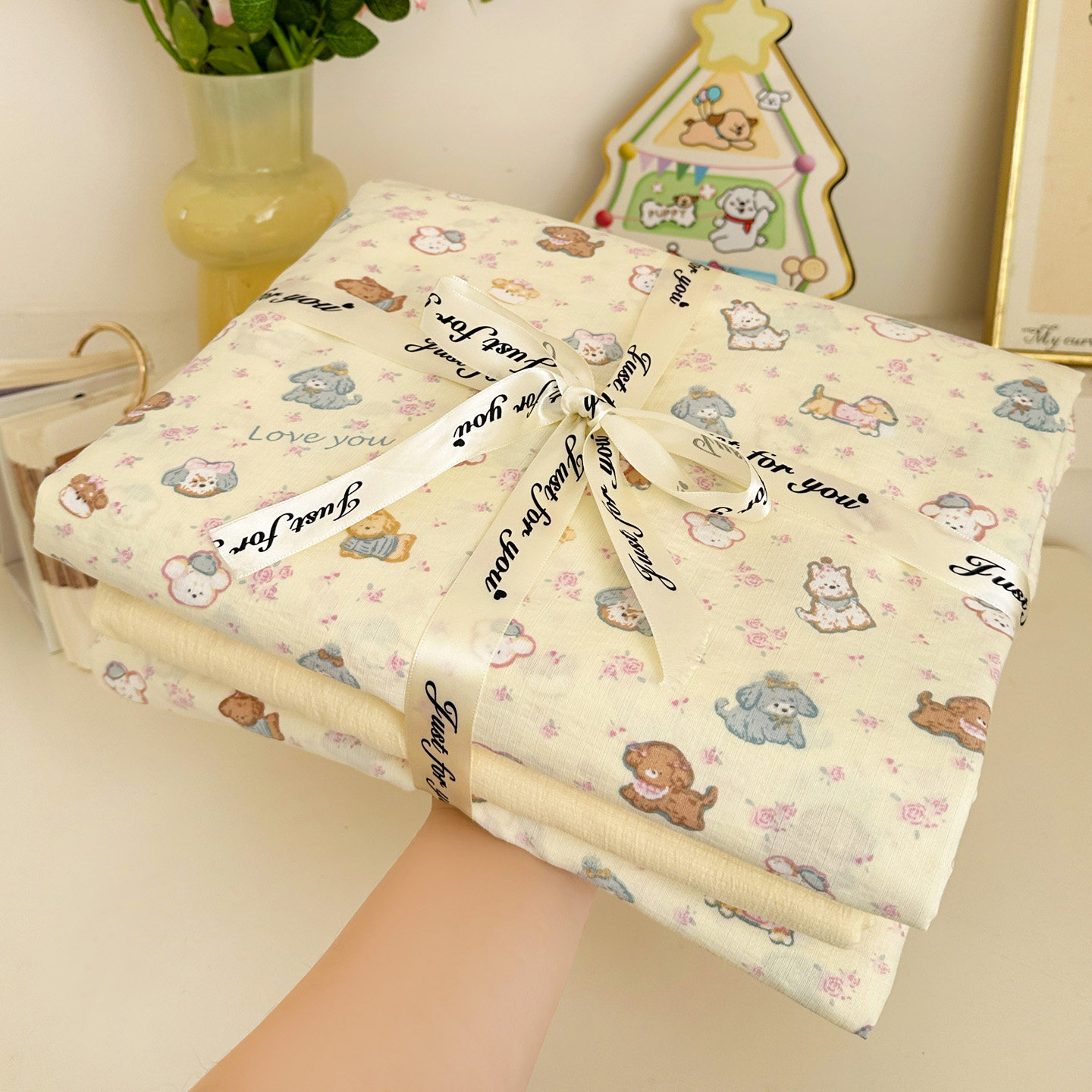 卡通萌趣双层纱床上四件套2026新款儿童床品非全棉纯棉被套床单三,淘宝优惠券,粉丝福利购,淘宝优惠卷