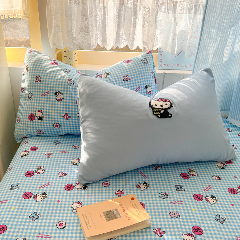 卡通kt猫毛巾绣四件套非全棉纯棉被套床单三件套儿童床品2026新款,淘宝优惠券,粉丝福利购,淘宝优惠卷