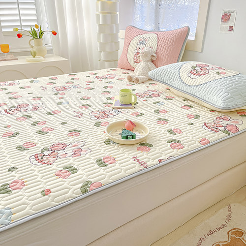 ins夏季冰丝乳胶软凉席三件套床单床笠款宿舍单人夏凉垫子可水洗 - 图2