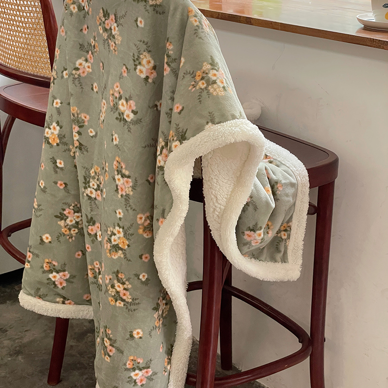 小清新风牛奶绒毛毯办公室披肩沙发盖毯羊羔珊瑚绒宿舍午睡小毯子