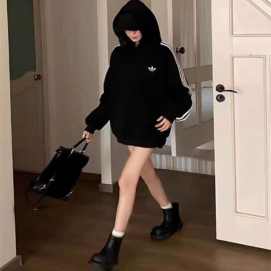 品牌折扣丨连帽套头衫卫衣女三条杠美式长袖上衣男情侣打底衫条纹,淘宝优惠券,粉丝福利购,淘宝优惠卷