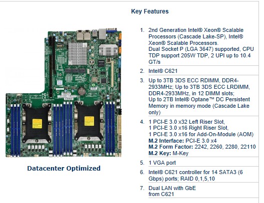 超微Supermicro X11DDW-L 服务器主板 C621 LGA3647 - 图0