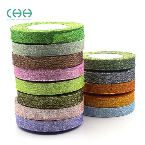 Красочный золотой и серебряный лук с ленточной лентой лентой с подарочной упаковкой с DIY ручной лентной ленты Свадебная лента 1,5 см.