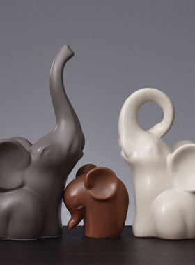 北欧创意家居装饰品陶瓷情侣象摆件现代H简约卧室客厅玄关摆设礼