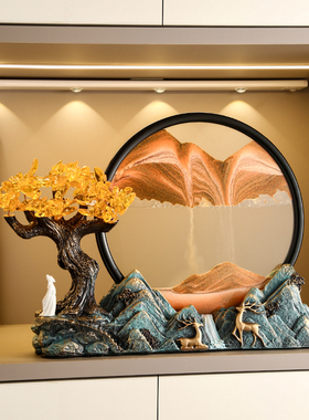 新中式疑是银河落九天流沙画摆件