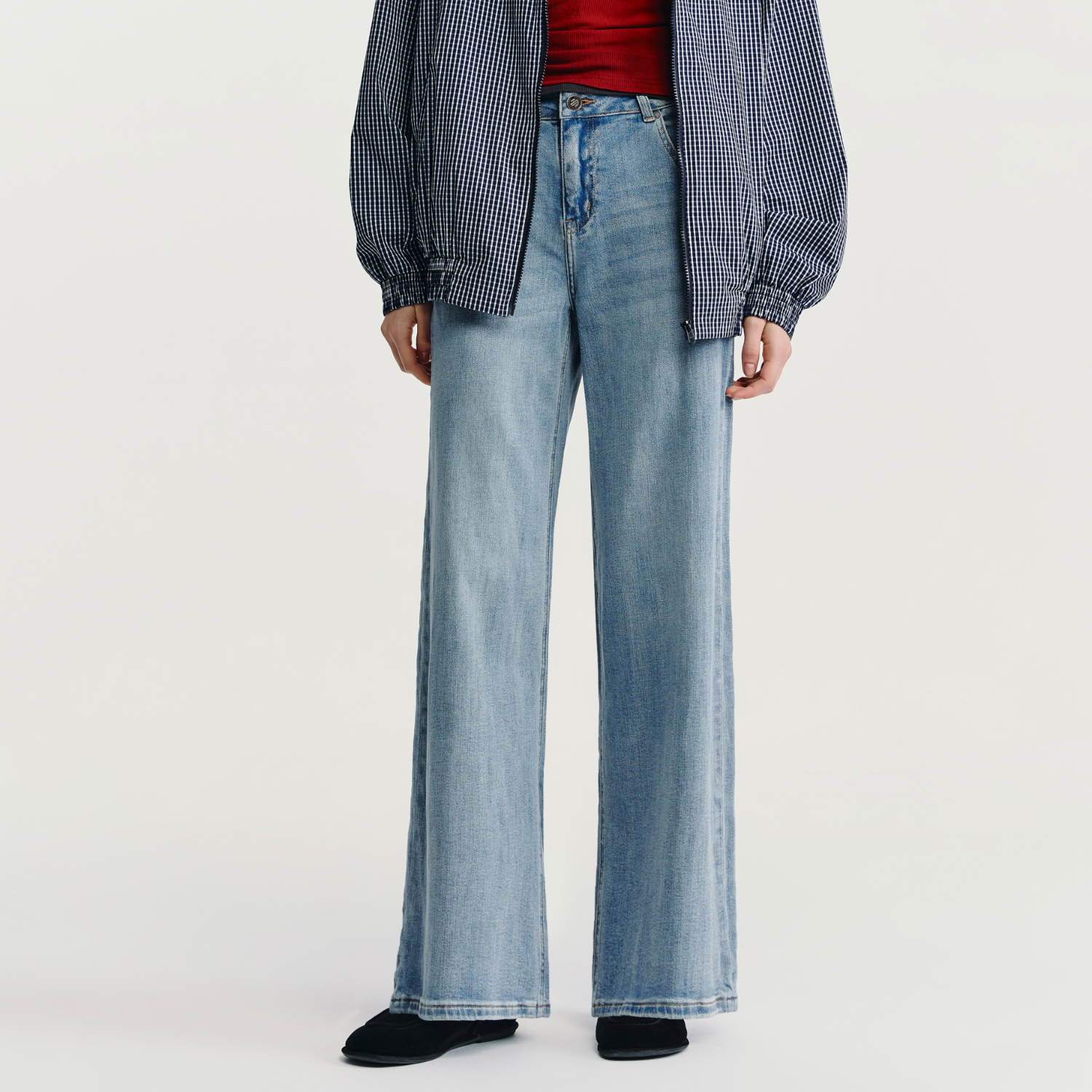 HAVVA经典版型高腰阔腿牛仔裤宽松显瘦女士裤子2026春季KN3-5519,淘宝优惠券,粉丝福利购,淘宝优惠卷