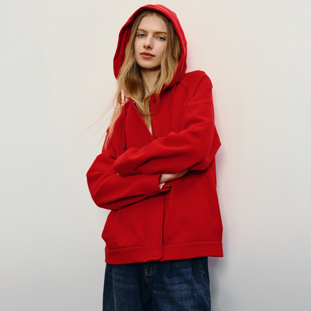 HAVVA【红运好运新年系列】连帽拉链抽绳卫衣女外套2026春W1-3311