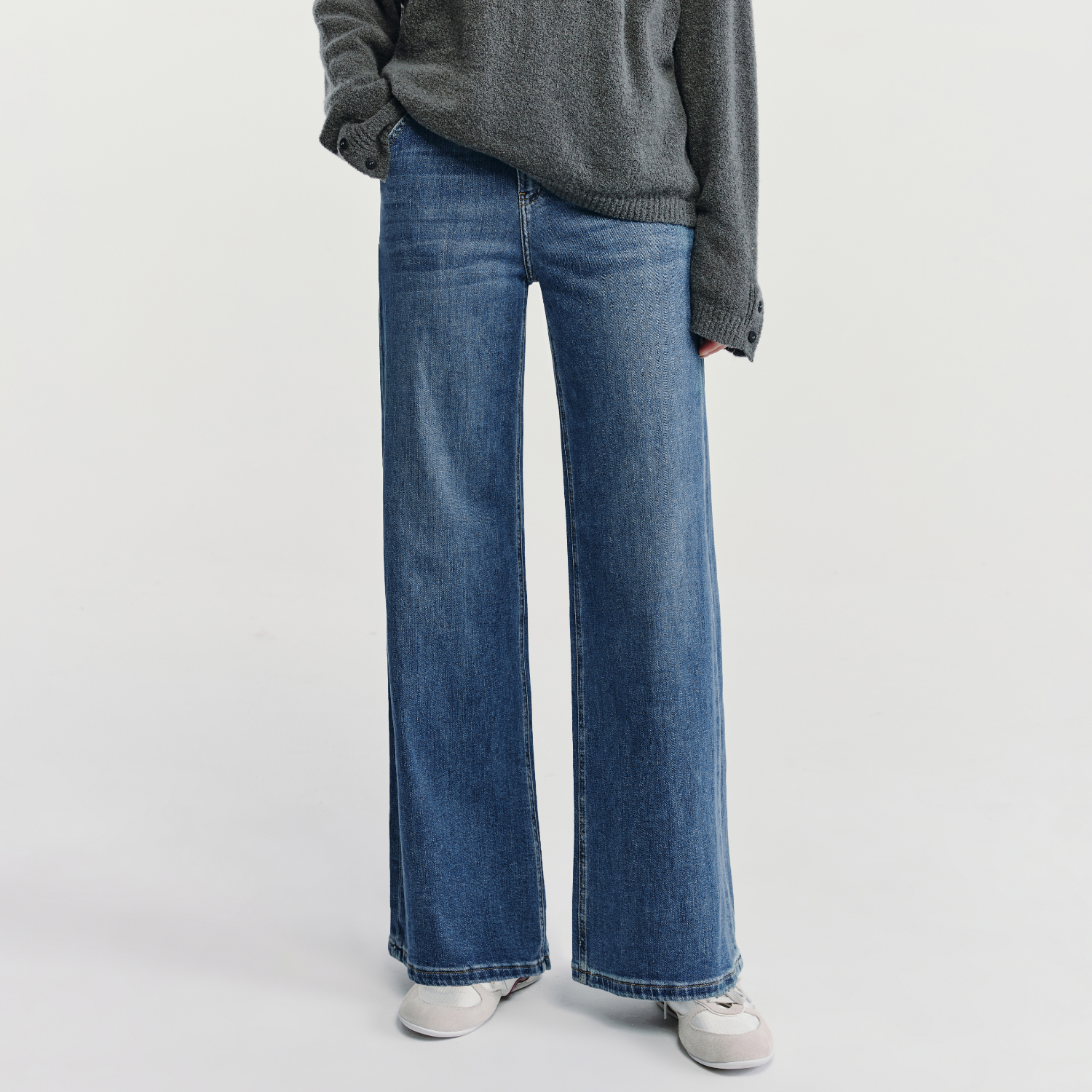 HAVVA经典版型高腰阔腿牛仔裤宽松显瘦女士裤子2026春季KN3-5519,淘宝优惠券,粉丝福利购,淘宝优惠卷