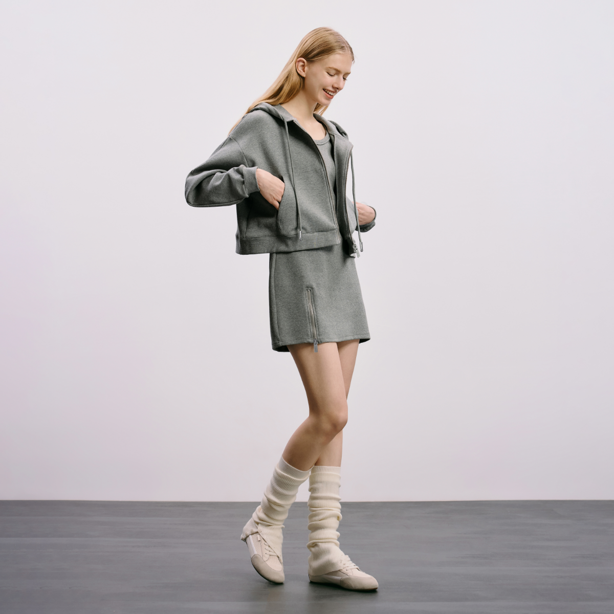 HAVVA连帽拉链卫衣外套+连衣裙两件套运动风女士套装2026春Z27520,淘宝优惠券,粉丝福利购,淘宝优惠卷