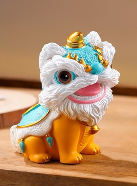 国潮醒狮摆件狮来运转新年礼物