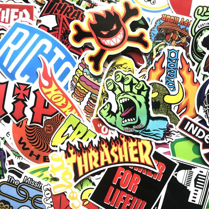 100 cool skateboard fashion Stickers For Suitcase Skateboard